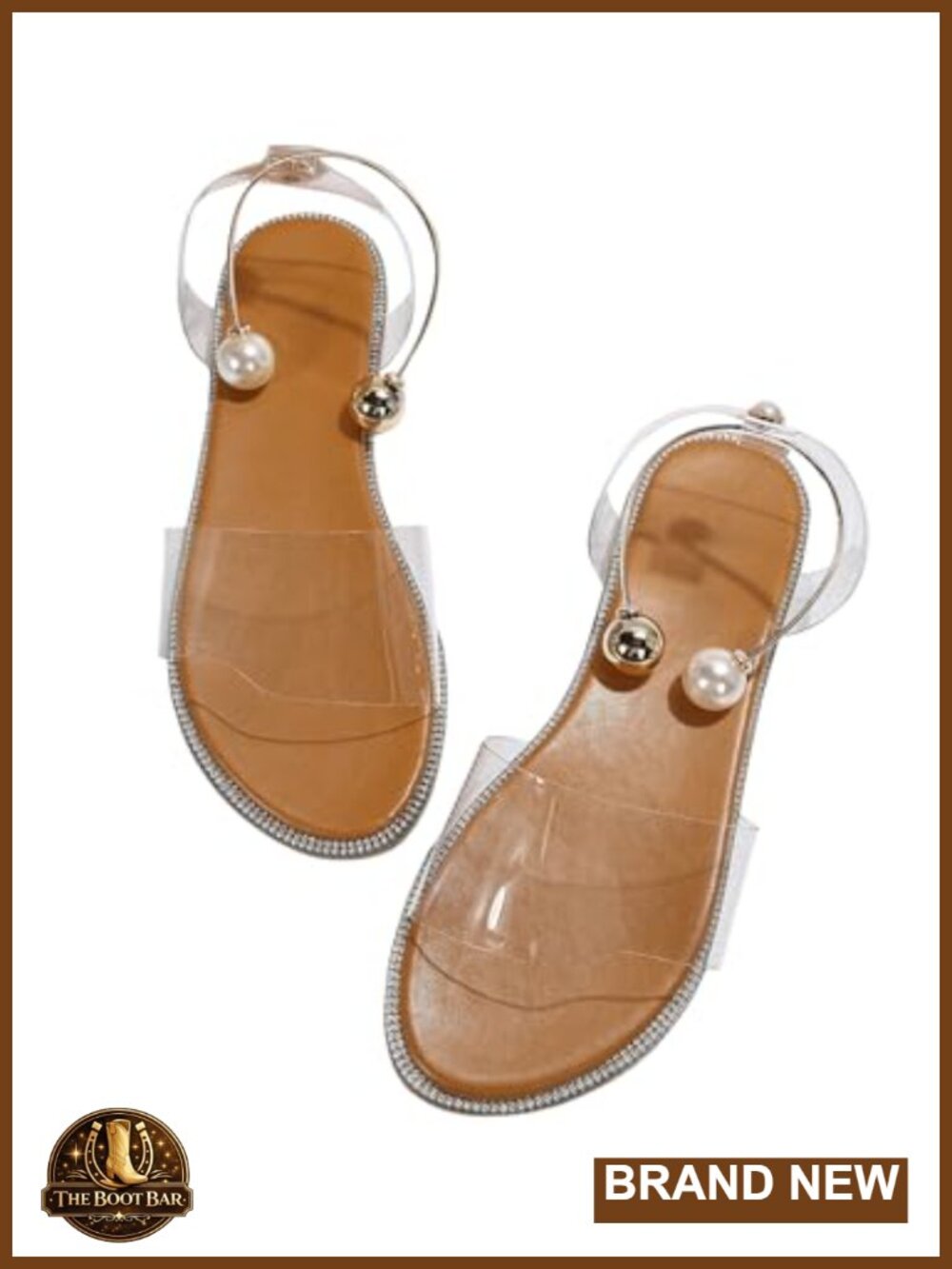 Pearl Clear Open Toe Flat Jelly Beach Fancy Sandals Summer Dressy Wedding
